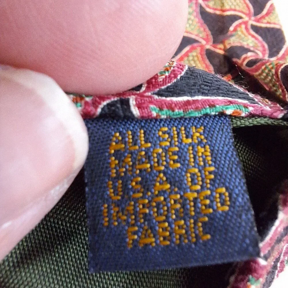 Ralph Lauren CHAPS Men's Neck Tie Green And Navy Geometric All Silk Made In USA‎